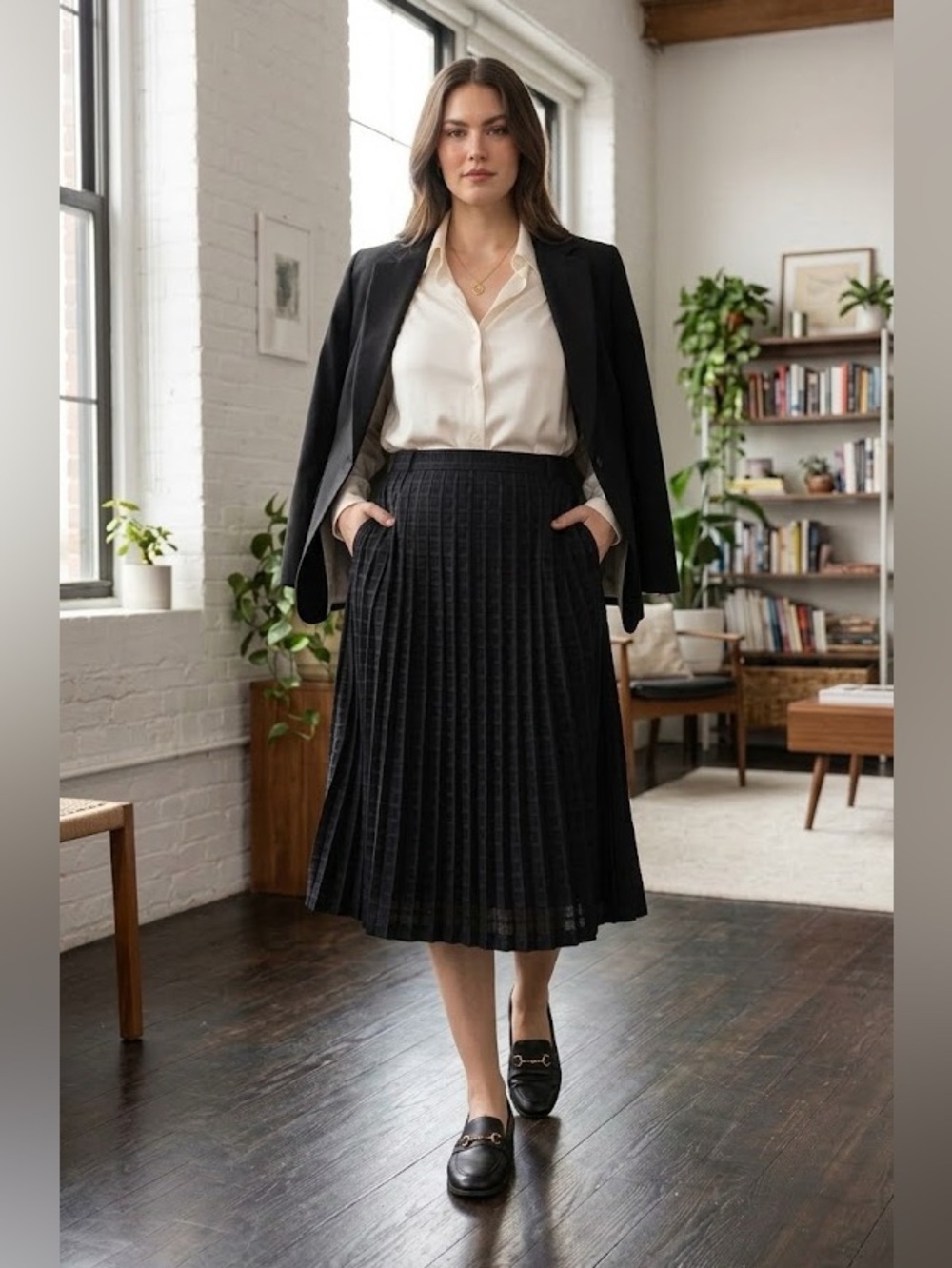 Mondi Women’s Black textured Skirt